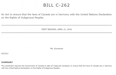 Front cover of Bill C-262